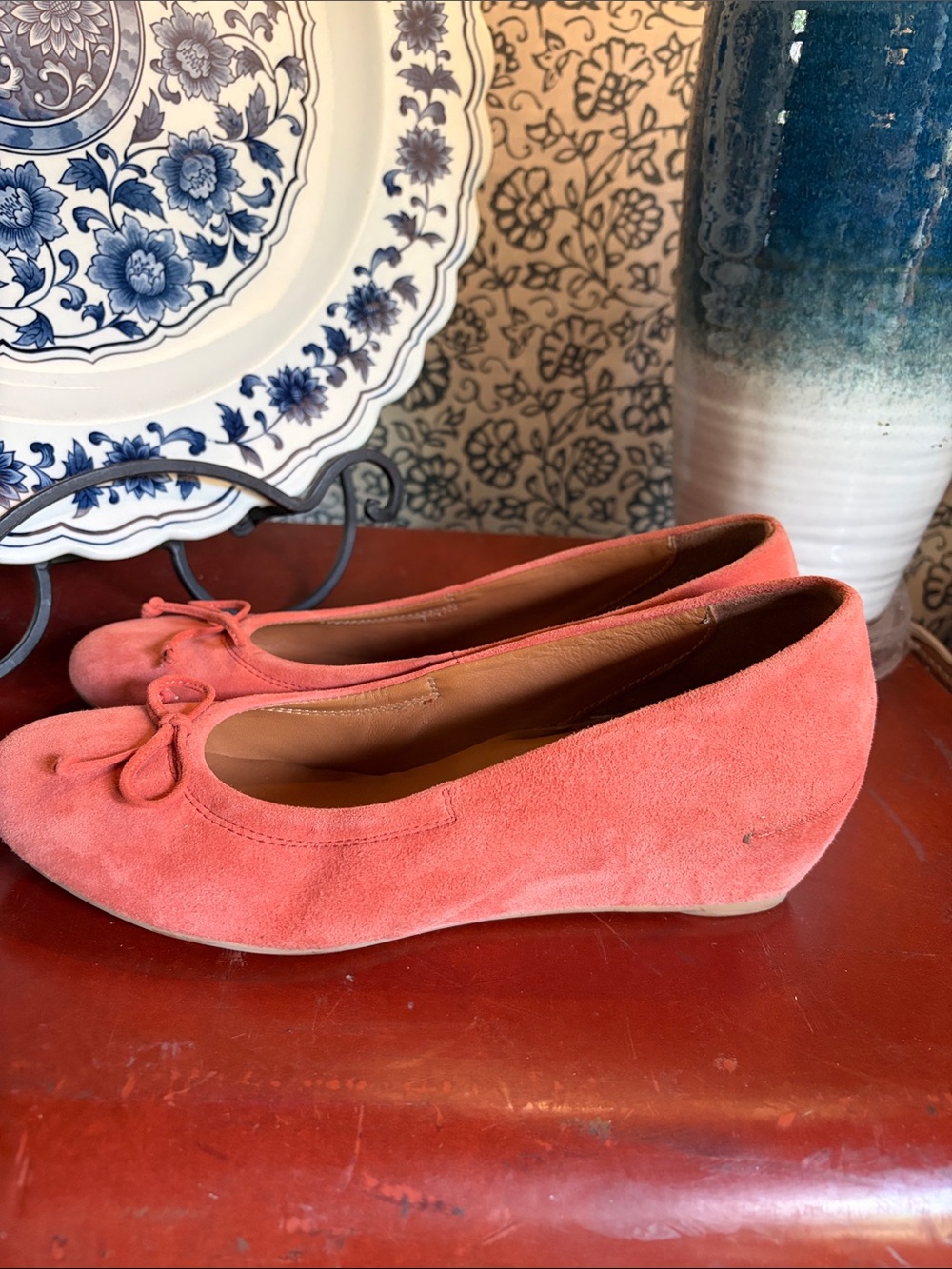 Paul Green Coral Suede Ballet Wedge Heel with Bow - Picture 3 of 8